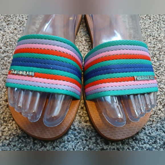 Havaianas You Malta Mix Multicolored Stripe Slide Sandals Wmn's 6W - Picture 1 of 8